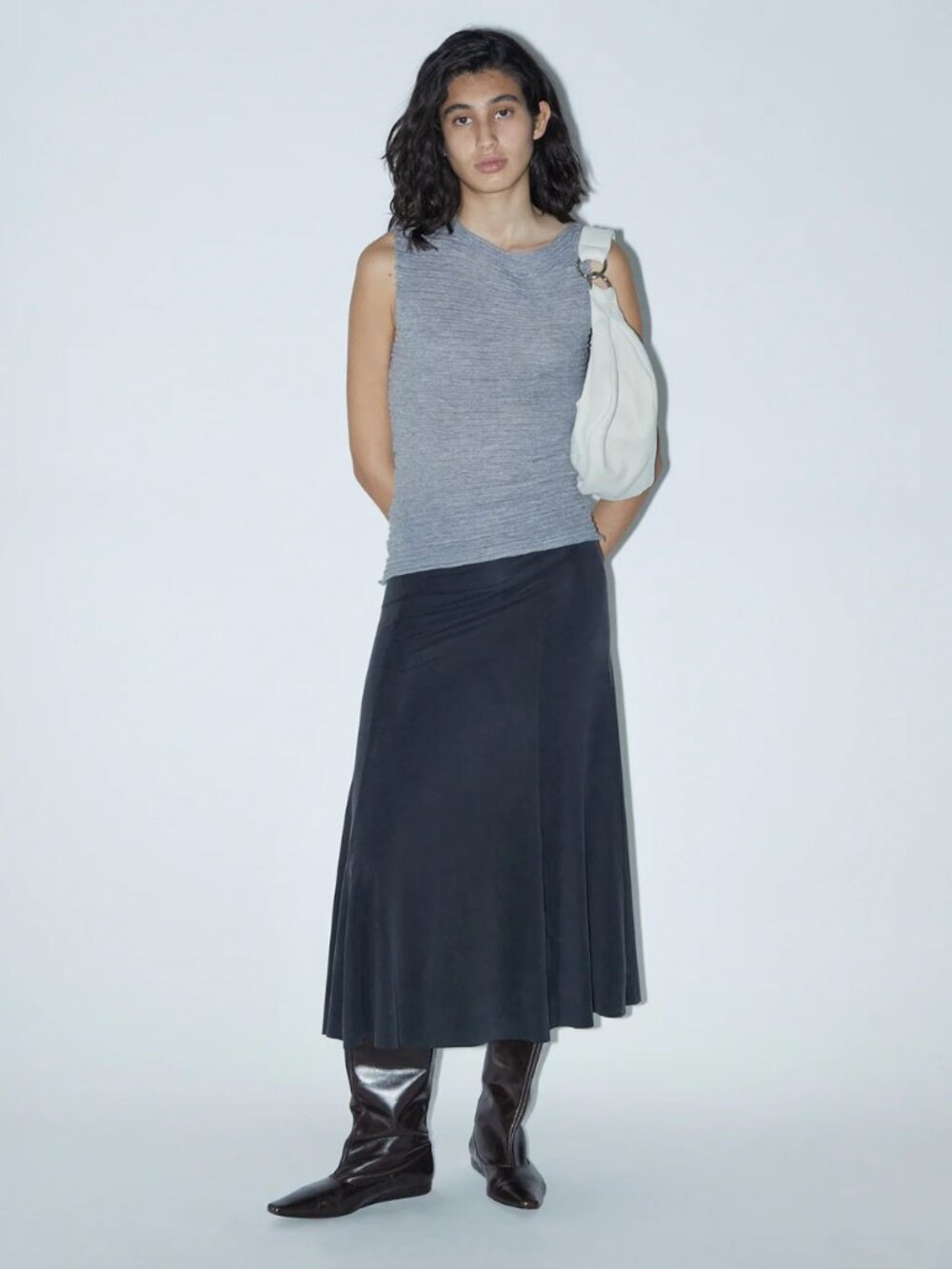 Paloma Wool Vicky Flared Cupro Skirt (Black, size M)